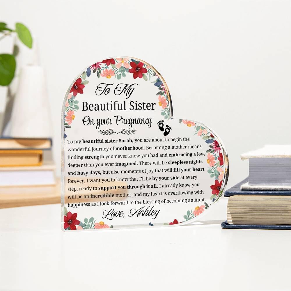 Sister Pregnancy Gift Personalized Acrylic Plaque – Mom To be Gift – view 3
