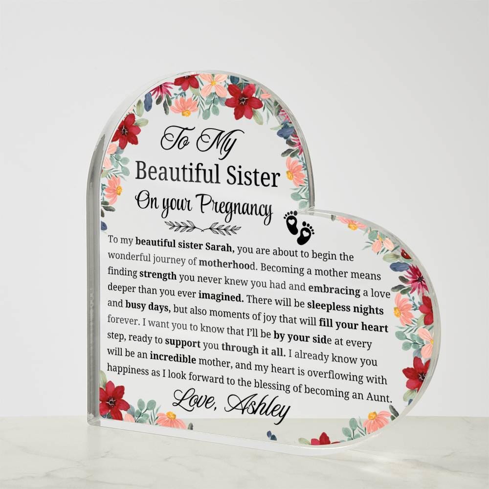 Sister Pregnancy Gift Personalized Acrylic Plaque – Mom To be Gift – view 4