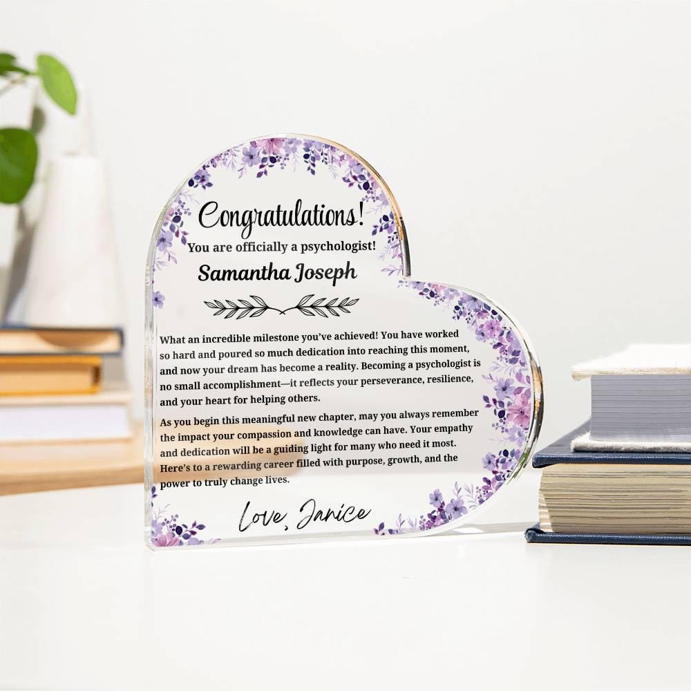 New Psychologist Gift Personalized Heart Acrylic Plaque – view 3
