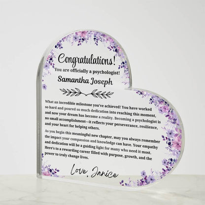 New Psychologist Gift Personalized Heart Acrylic Plaque – view 4