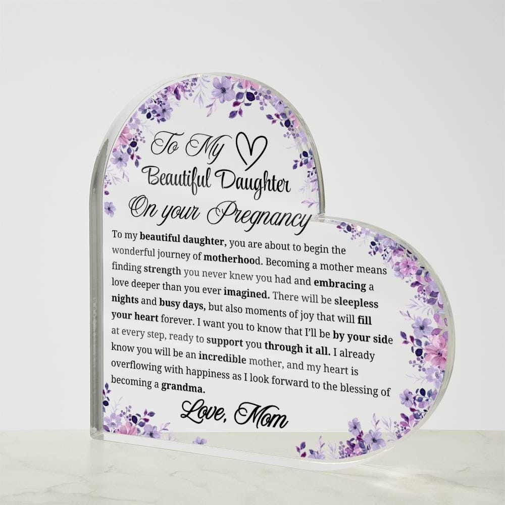 Daughter Pregnancy Gift Personalized Heart Acrylic Plaque – view 4