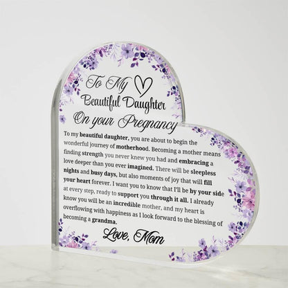 Daughter Pregnancy Gift Personalized Heart Acrylic Plaque – view 4
