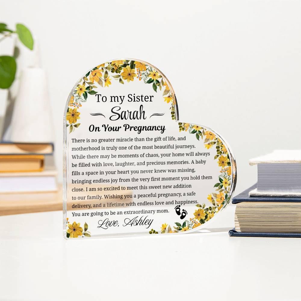 To My Sister On Your Pregnancy Personalized Acrylic Plaque – view 3