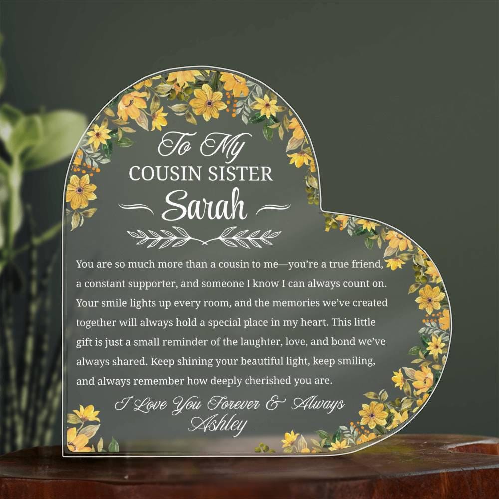 Cousin Sister Gift Personalized Name Heart Acrylic Plaque