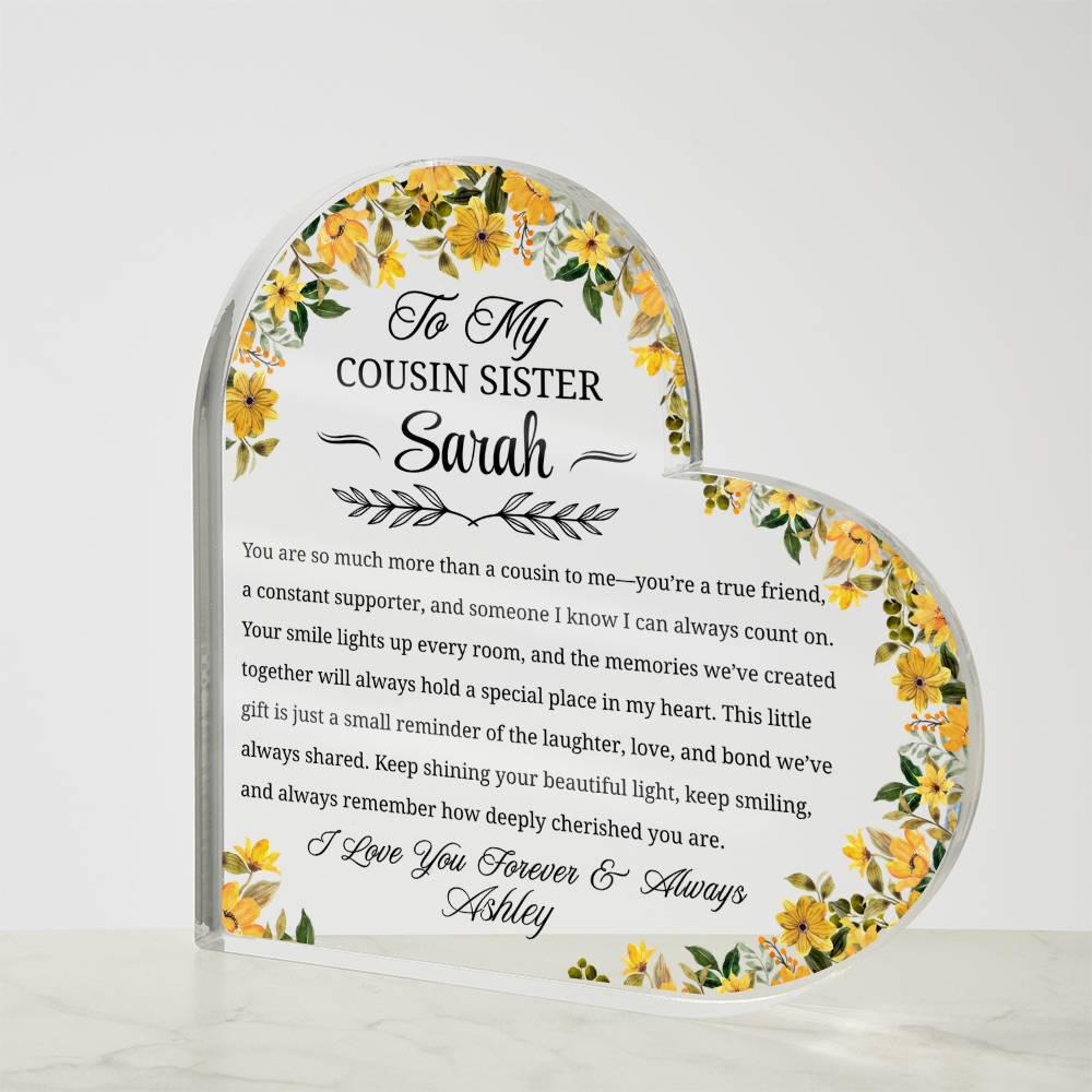 Cousin Sister Gift Personalized Name Heart Acrylic Plaque – view 4