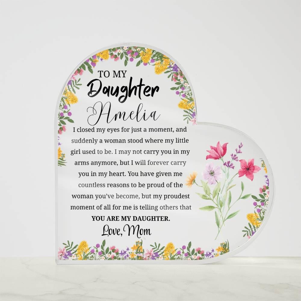 Personalized Daughter Gift Heart Acrylic Plaque – Gift from Mom – view 5