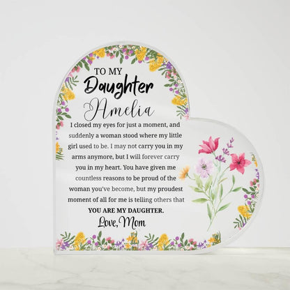 Personalized Daughter Gift Heart Acrylic Plaque – Gift from Mom – view 5