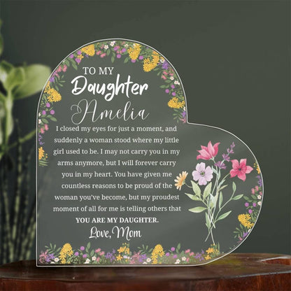 Personalized Daughter Gift Heart Acrylic Plaque – Gift from Mom