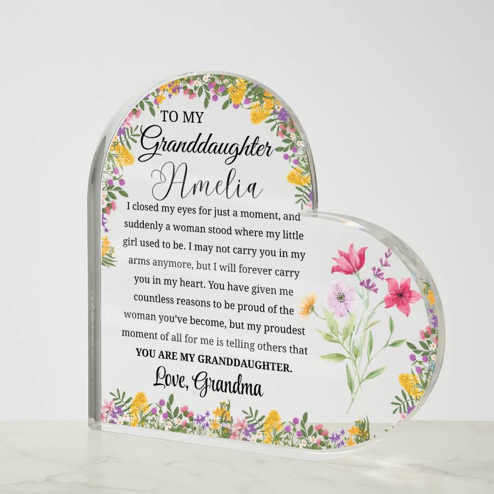 Personalized Granddaughter Gift Heart Acrylic Plaque – Birthday Gift – view 5