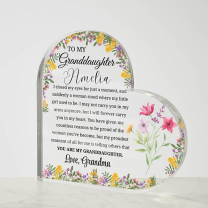 Personalized Granddaughter Gift Heart Acrylic Plaque – Birthday Gift – view 5