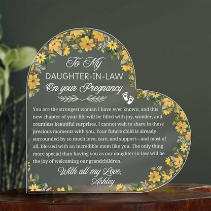 Daughter in Law Pregnancy Gift Personalized Heart Acrylic Plaque