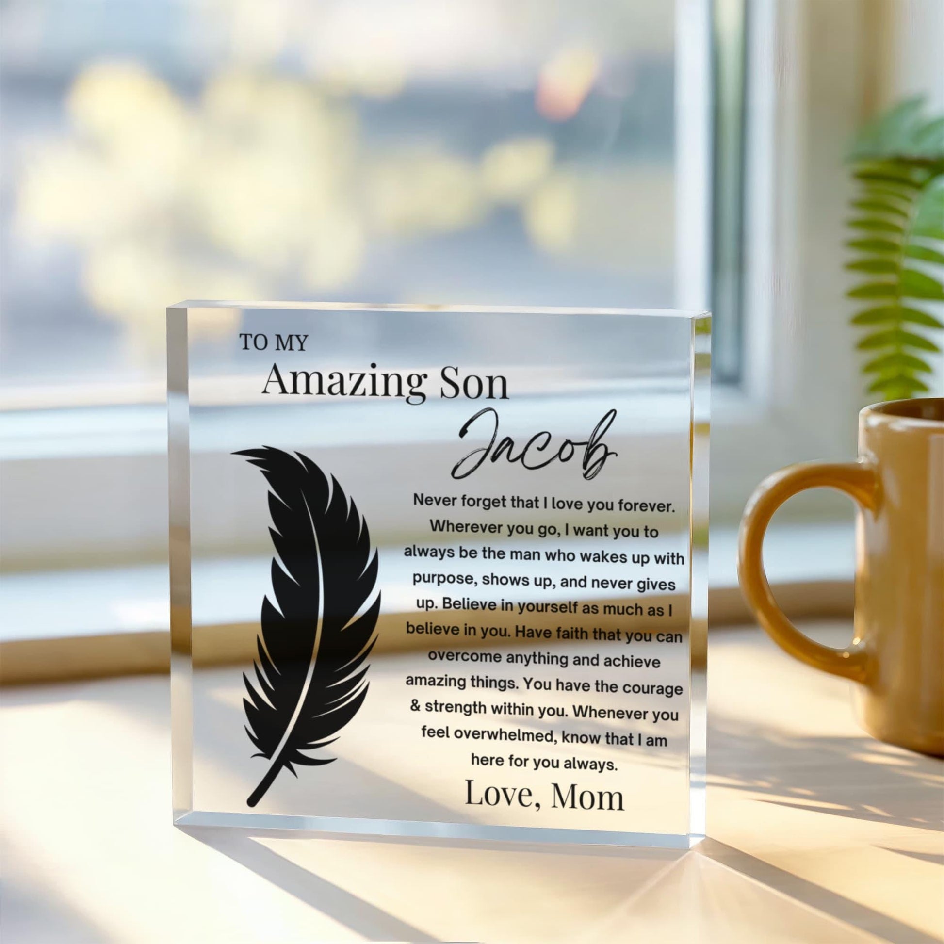 To My Son Gift Personalized Acrylic Plaque – Gift from Mom – view 3