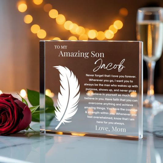 To My Son Gift Personalized Acrylic Plaque – Gift from Mom – view 2