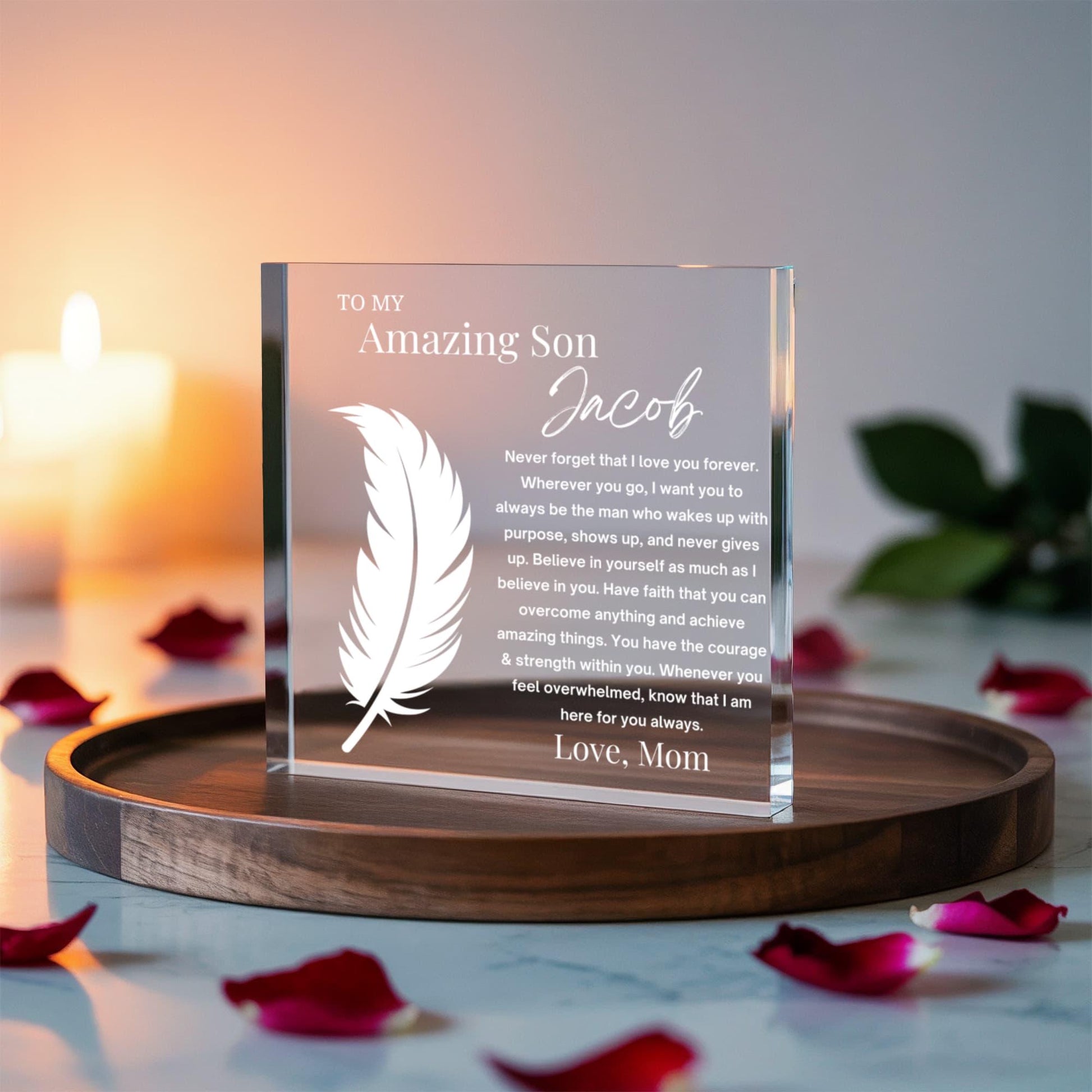To My Son Gift Personalized Acrylic Plaque – Gift from Mom – view 4