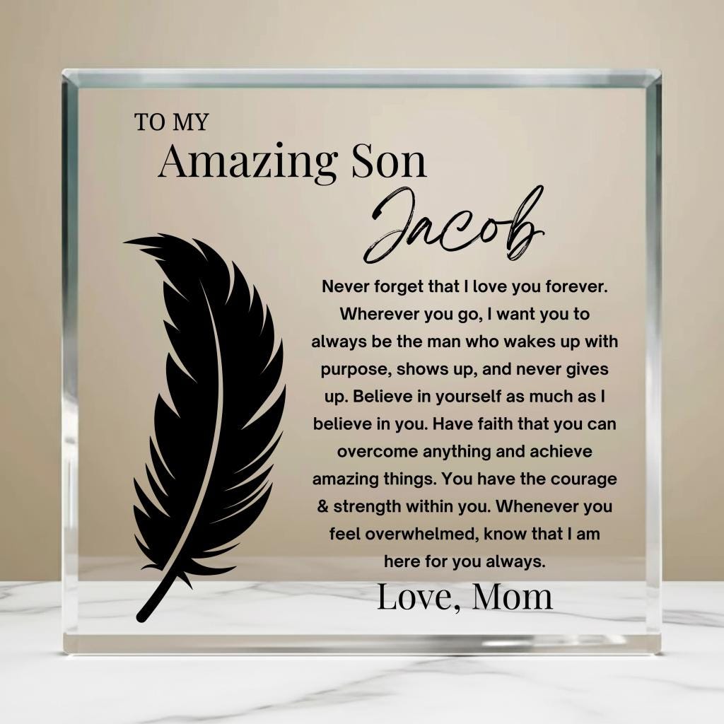 To My Son Gift Personalized Acrylic Plaque – Gift from Mom