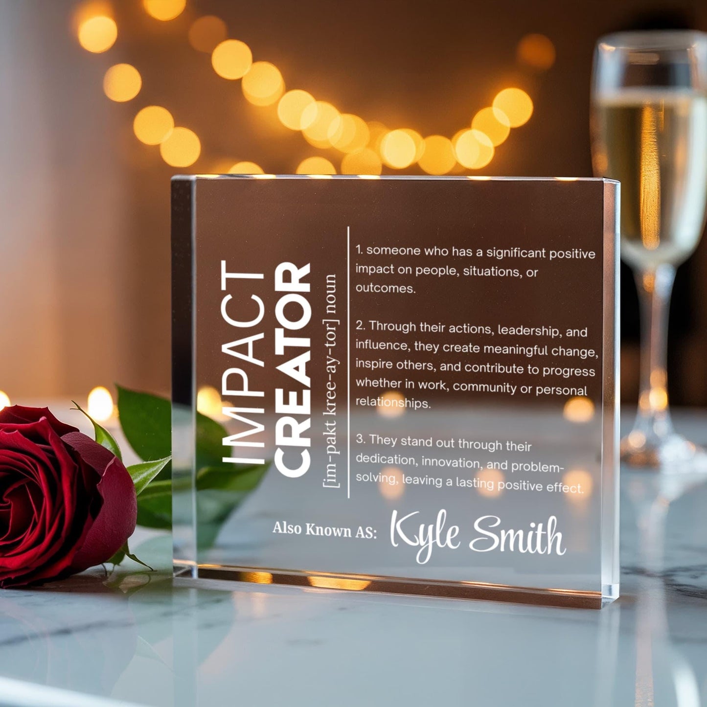 Personalized Impact Creator Acrylic Block – Gift for Coworker – view 3