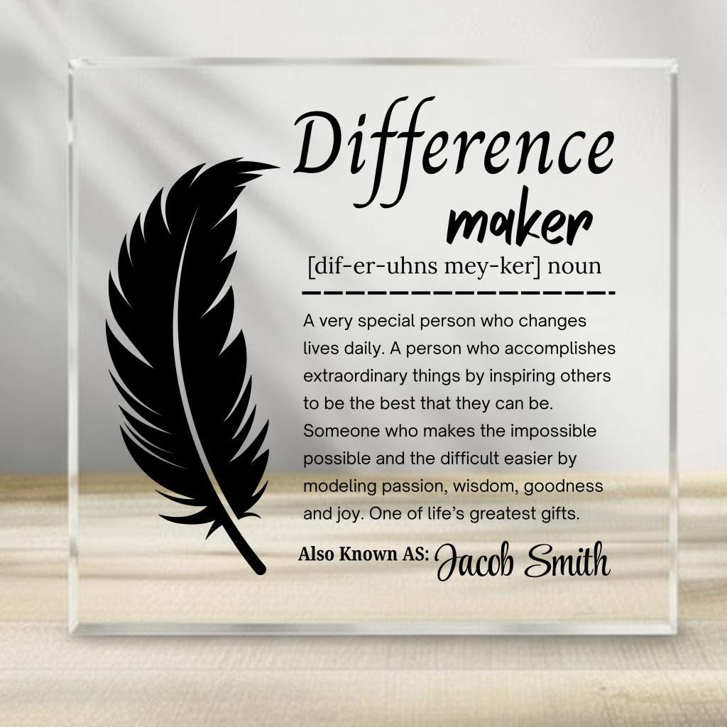 Difference Maker Personalized Acrylic Plaque – Gift for Mentor – view 7