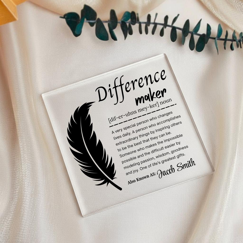 Difference Maker Personalized Acrylic Plaque – Gift for Mentor – view 6