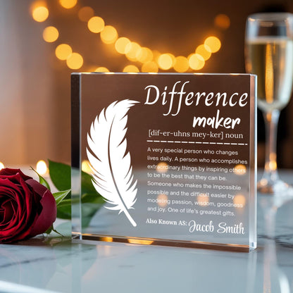 Difference Maker Personalized Acrylic Plaque – Gift for Mentor – view 3