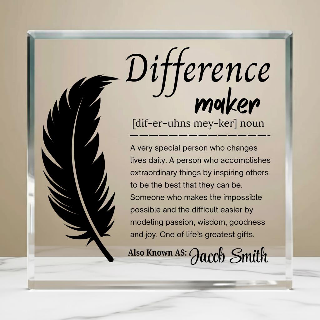 Difference Maker Personalized Acrylic Plaque – Gift for Mentor