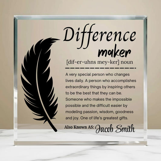 Difference Maker Personalized Acrylic Plaque – Gift for Mentor