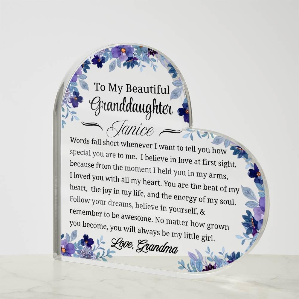 Personalized Granddaughter Gift Heart Acrylic Plaque – From Nana – view 5