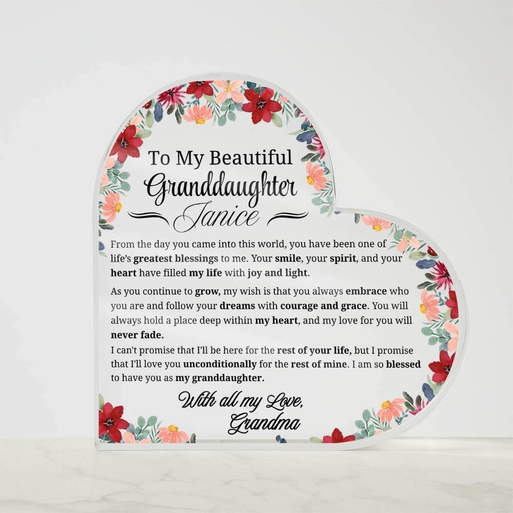 To My Granddaughter Personalized Acrylic Plaque – Gift from Grandma – view 5