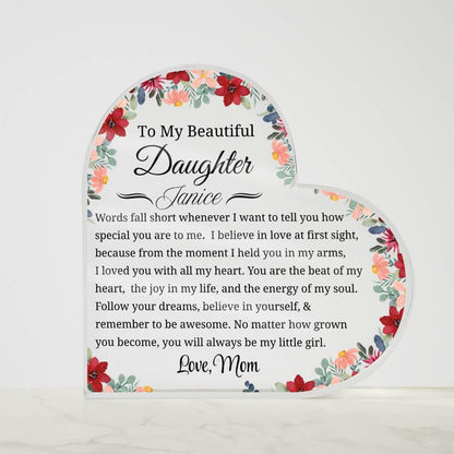 Gift for Daughter Personalized Heart Acrylic Plaque – Gift from Mom – view 5