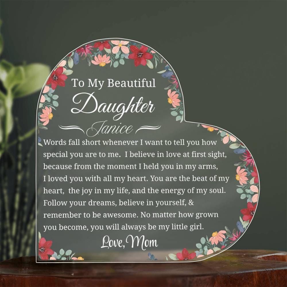 Gift for Daughter Personalized Heart Acrylic Plaque – Gift from Mom
