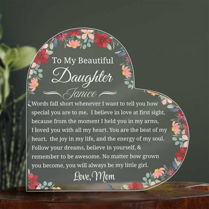 Gift for Daughter Personalized Heart Acrylic Plaque – Gift from Mom