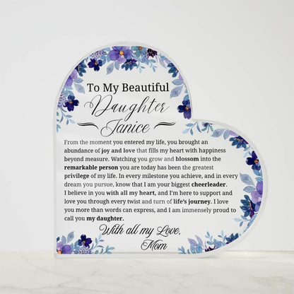Daughter Gift Personalized Heart Acrylic Plaque – Gift from Mom – view 5