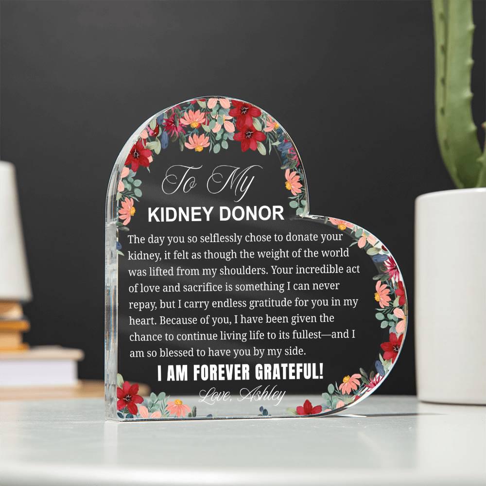 Kidney Donor Gift Personalized Heart Plaque – view 3