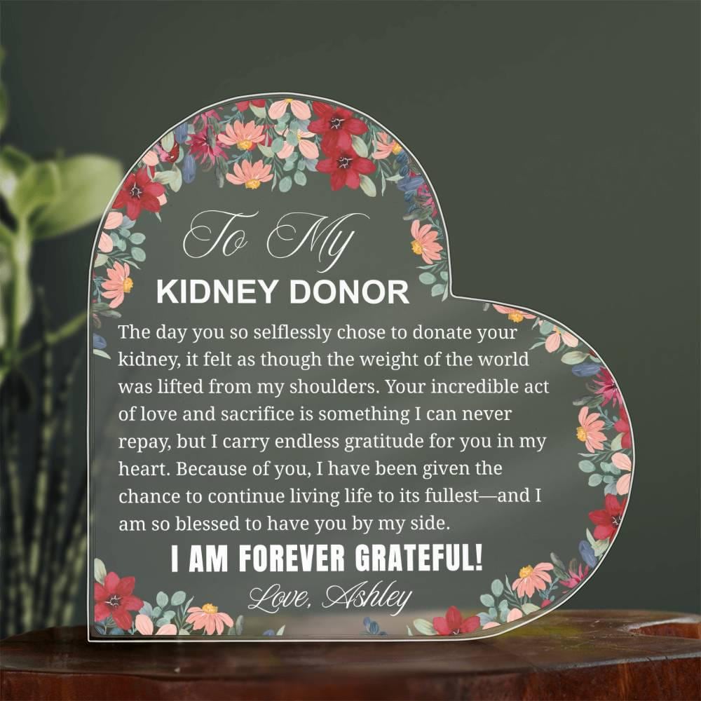 Kidney Donor Gift Personalized Heart Plaque
