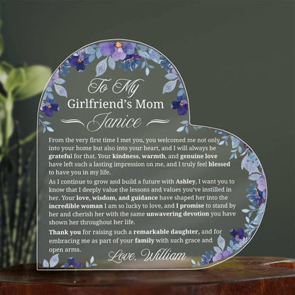 Girlfriend’s Mom Gift Personalized Heart Plaque