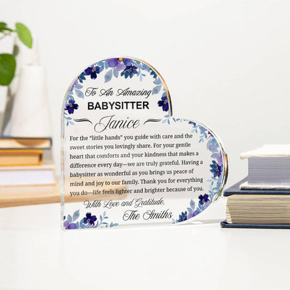 Babysitter Appreciation Gift Personalized Heart Acrylic Plaque – view 3