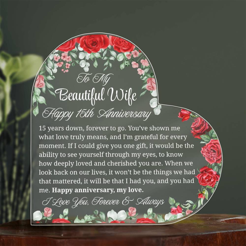 15th Wedding Anniversary Gift Personalized Acrylic Plaque