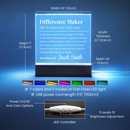 Difference Maker Personalized Acrylic Plaque – Gift for Mentor – view 6