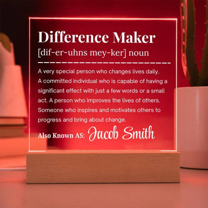 Difference Maker Personalized Acrylic Plaque – Gift for Mentor – view 10
