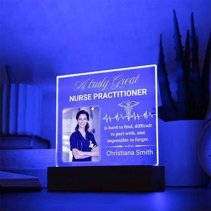 Nurse Practitioner Gift Personalized Acrylic Plaque With LED Base – view 3