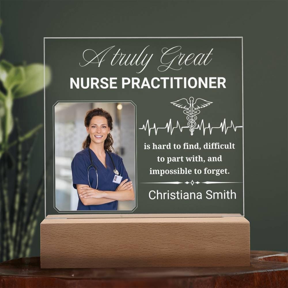 Nurse Practitioner Gift Personalized Acrylic Plaque With LED Base – view 8
