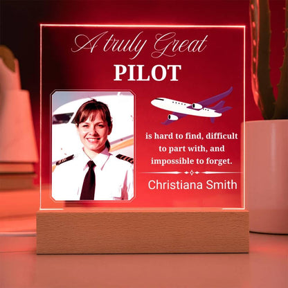 Pilot Gift Personalized Photo Acrylic Plaque With LED Base – view 5
