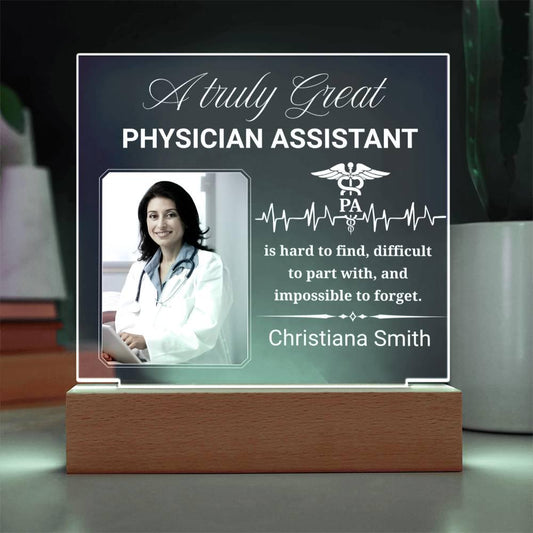 Physician Assistant Gift Personalized Photo Acrylic Plaque With LED – view 2