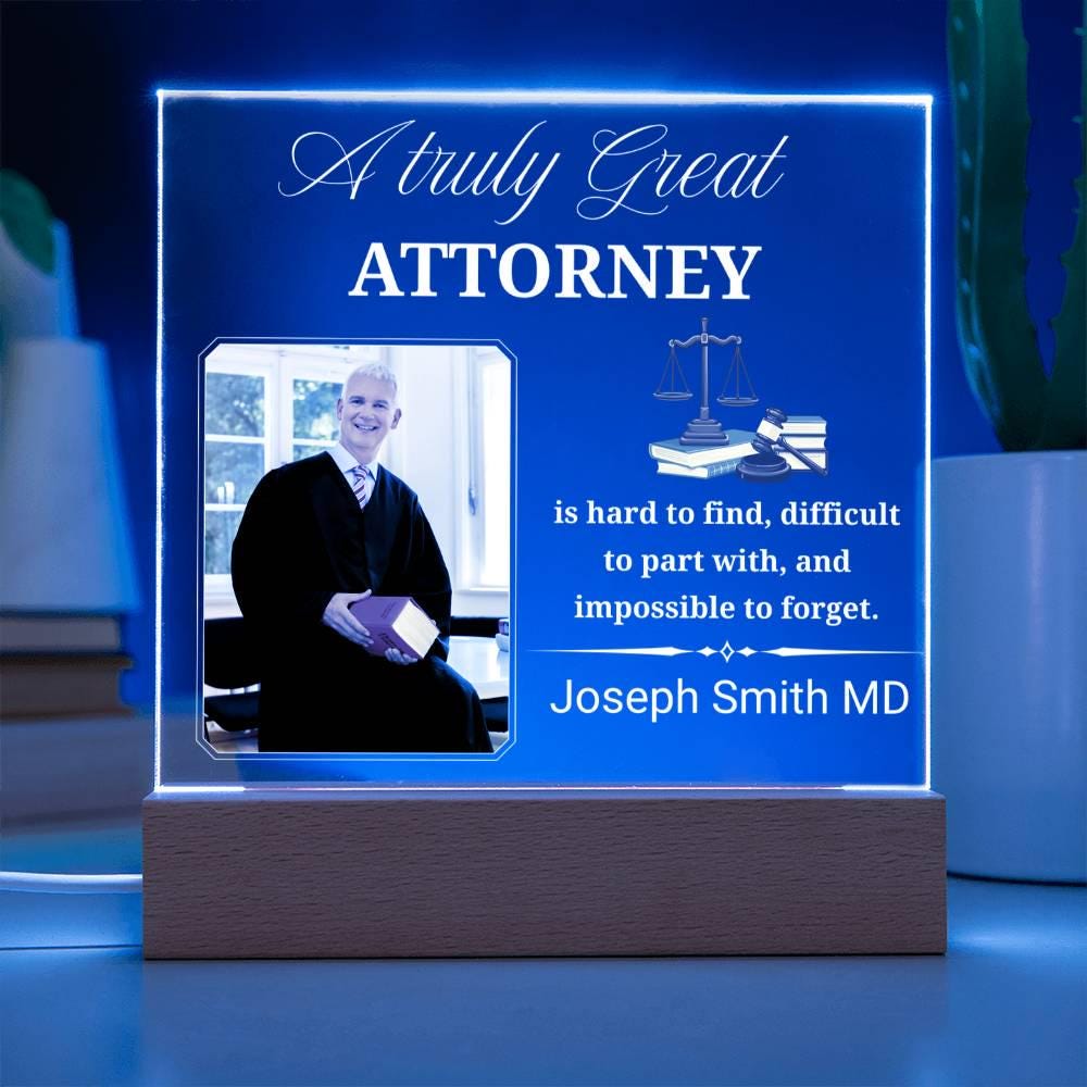 Attorney Gift Personalized Photo Acrylic Plaque With LED Base – view 4