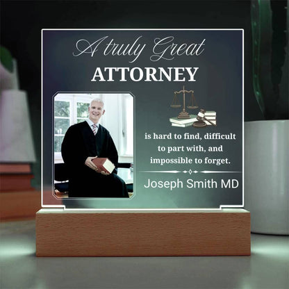 Attorney Gift Personalized Photo Acrylic Plaque With LED Base – view 2