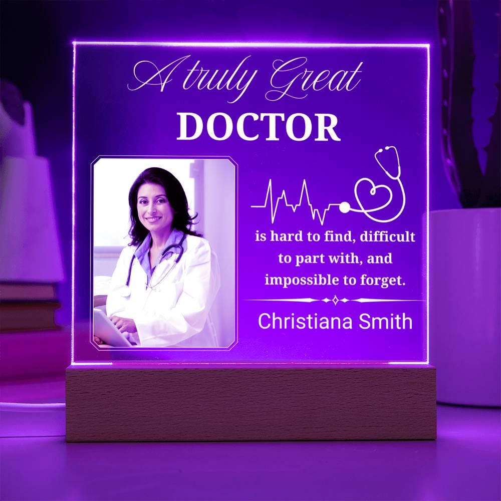 Personalized Doctor Gift Photo Acrylic Plaque With LED Base – view 5