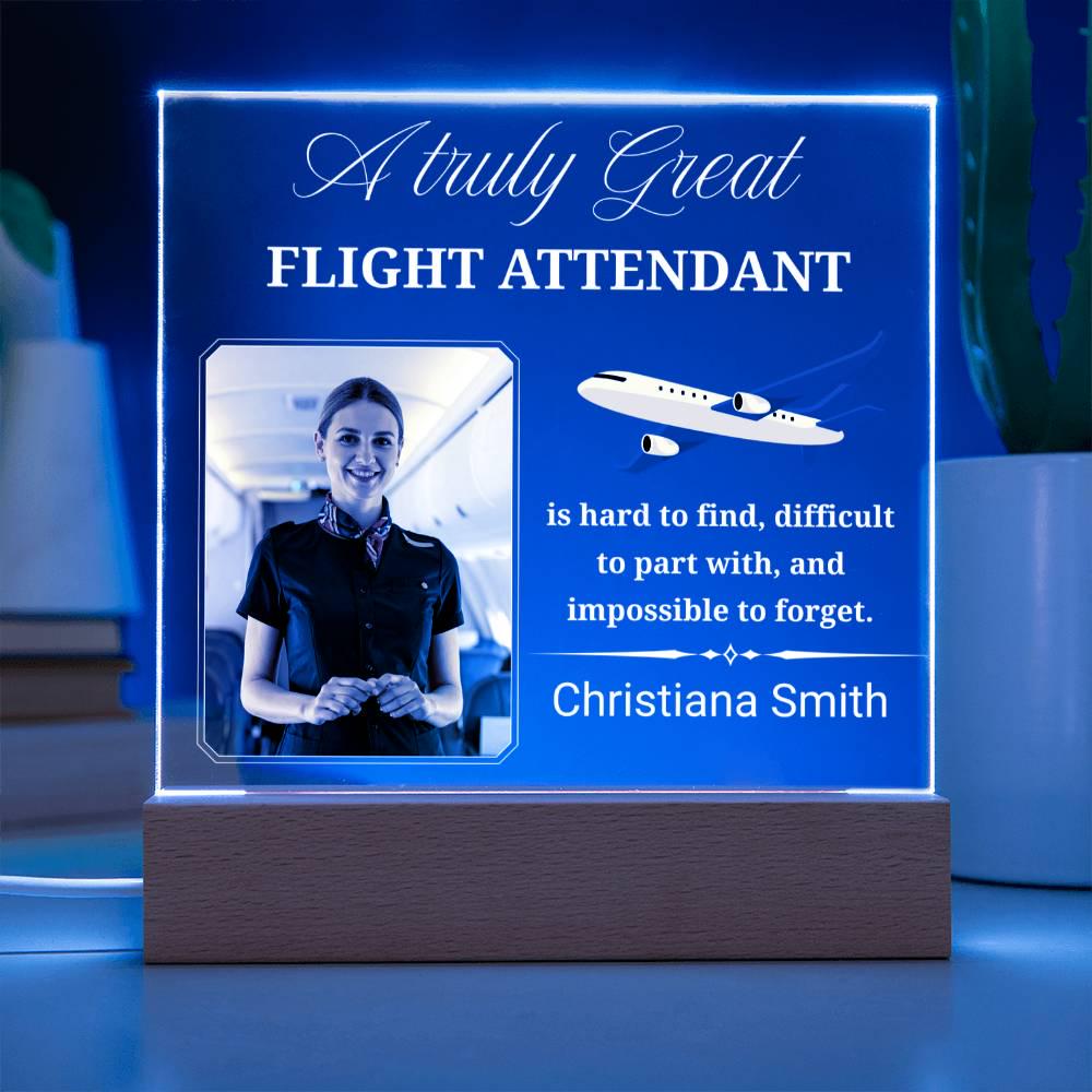 Flight Attendant Gift Personalized Acrylic Plaque With LED Base – view 10