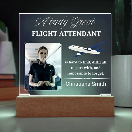 Flight Attendant Gift Personalized Acrylic Plaque With LED Base – view 2