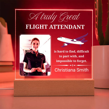 Flight Attendant Gift Personalized Acrylic Plaque With LED Base – view 4