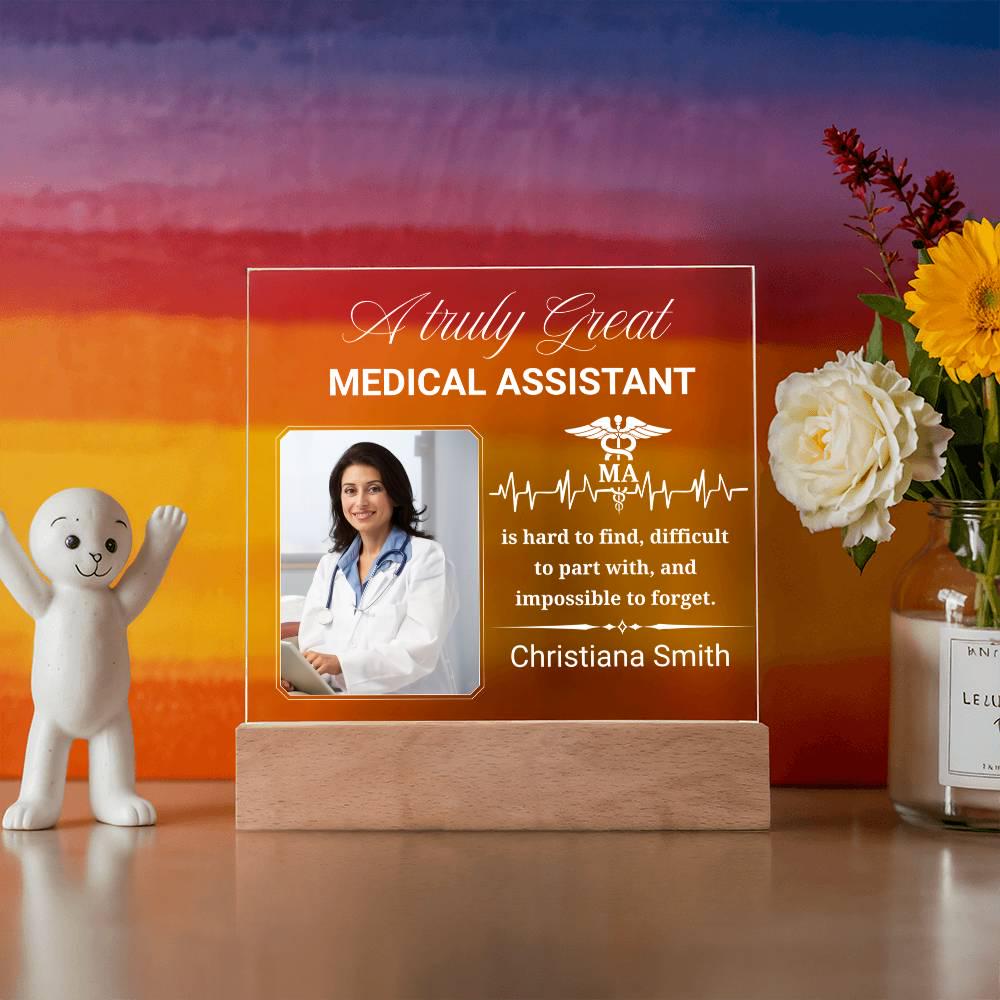 Medical Assistant Gift Personalized Acrylic Plaque With LED Base – view 4