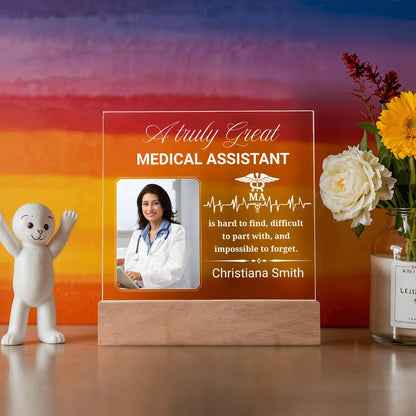 Medical Assistant Gift Personalized Acrylic Plaque With LED Base – view 4